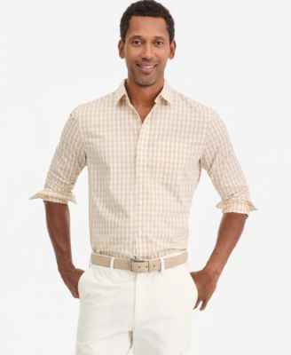Club Room Men's Long-Sleeve Gingham Cotton Poplin Shirt, Macy's Exclusive