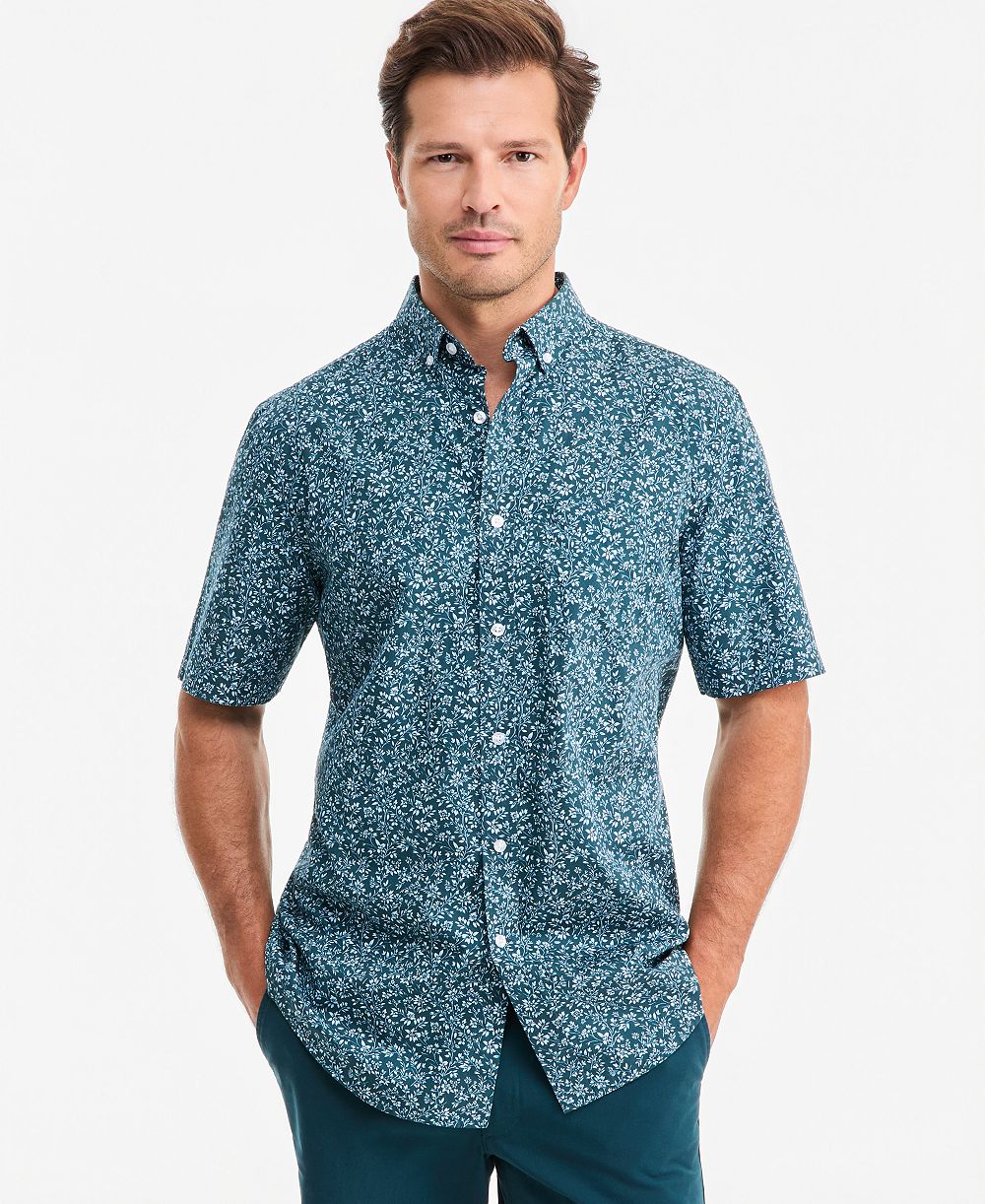 Мужская рубашка Club Room Poplin Duo-Tone Floral Short-Sleeve