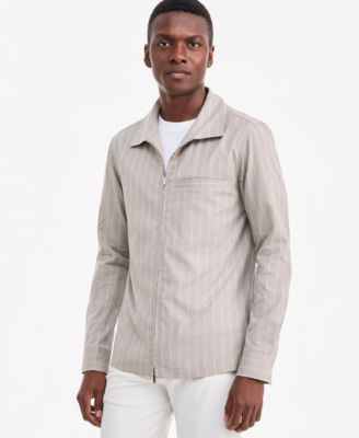 Alfani Men's Zip Front Striped Long-Sleeve Shirt, Macy's Exclusive