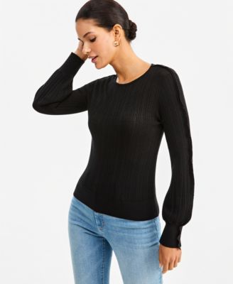I.N.C. International Concepts Women's Ruffle-Trim Rib-Knit Sweater, Macy's Exclusive