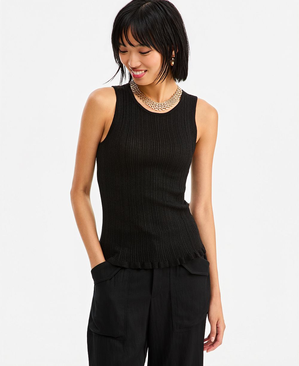 Женский трикотажный топ-джемпер I.N.C. International Concepts Sleeveless Crewneck Ribbed Cotton-Blend
