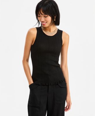 Женский трикотажный топ-джемпер I.N.C. International Concepts Sleeveless Crewneck Ribbed Cotton-Blend