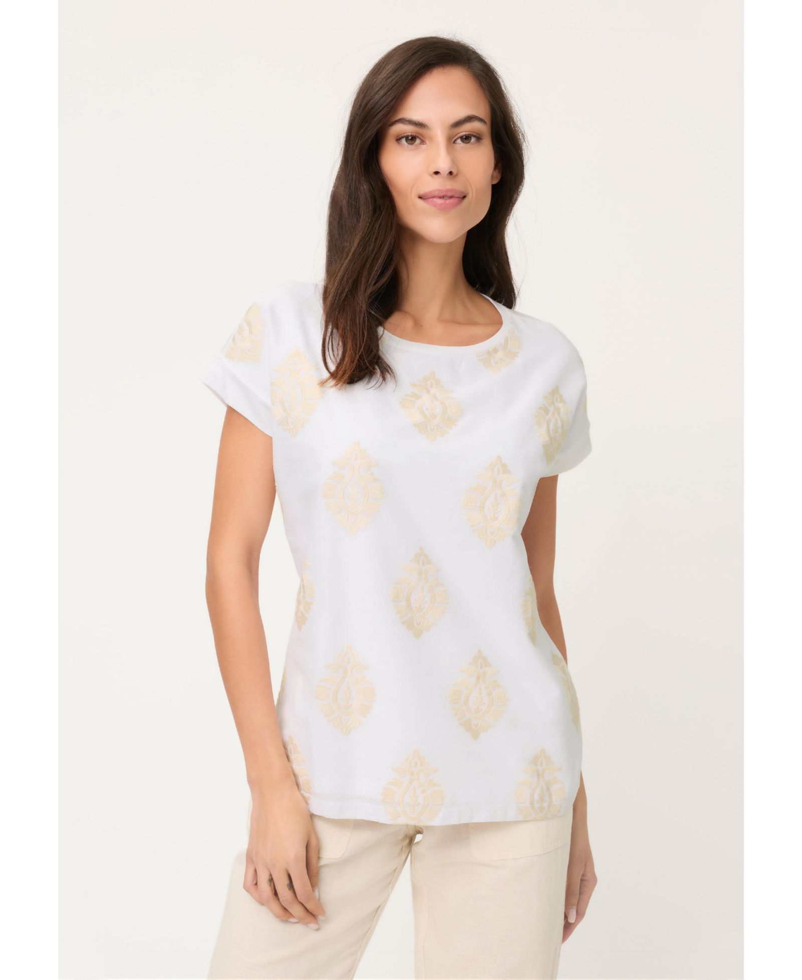 Женская футболка Olsen Ornamental Embroidered T-Shirt