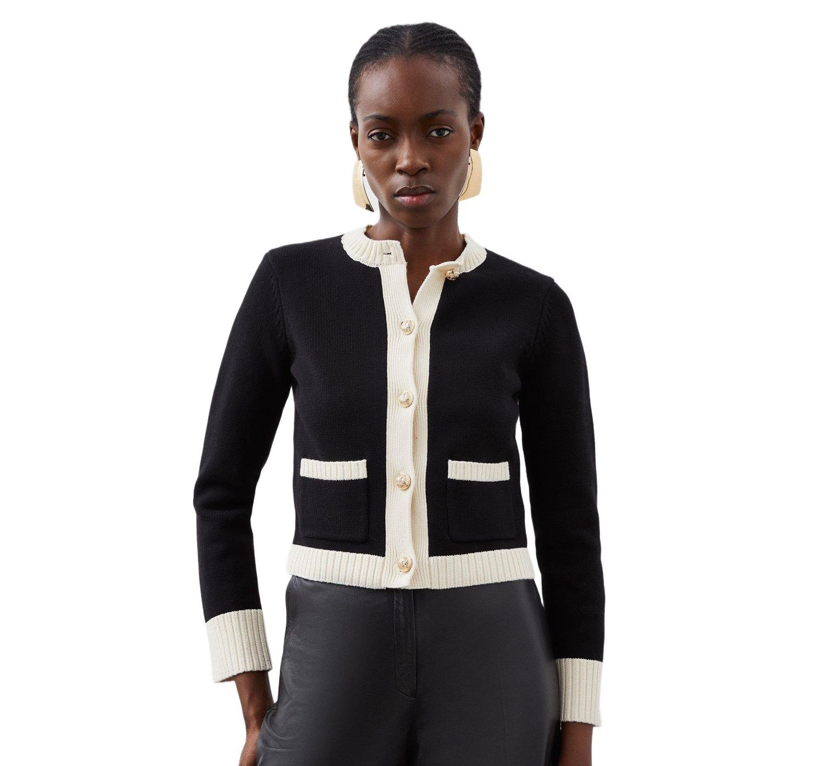 Женский укороченный вязаный кардиган Karen Millen Cotton Cropped