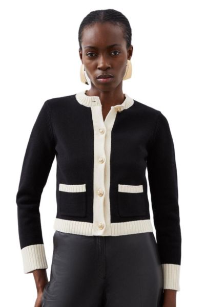 Женский укороченный вязаный кардиган Karen Millen Cotton Cropped
