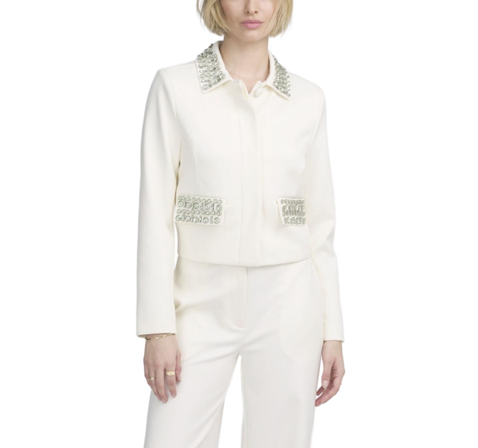 ELLE Collection Women's Embellished Boxy Jacket