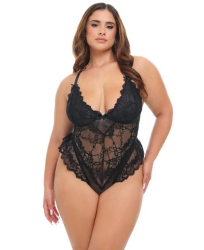 Женское кружевное боди Oh La La Cheri Curvy Valentine Sheer Lacey Teddy