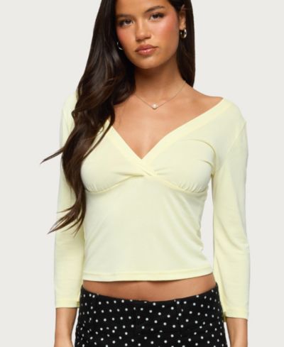 Женский топ Edikted Mar V Neck с коротким рукавом