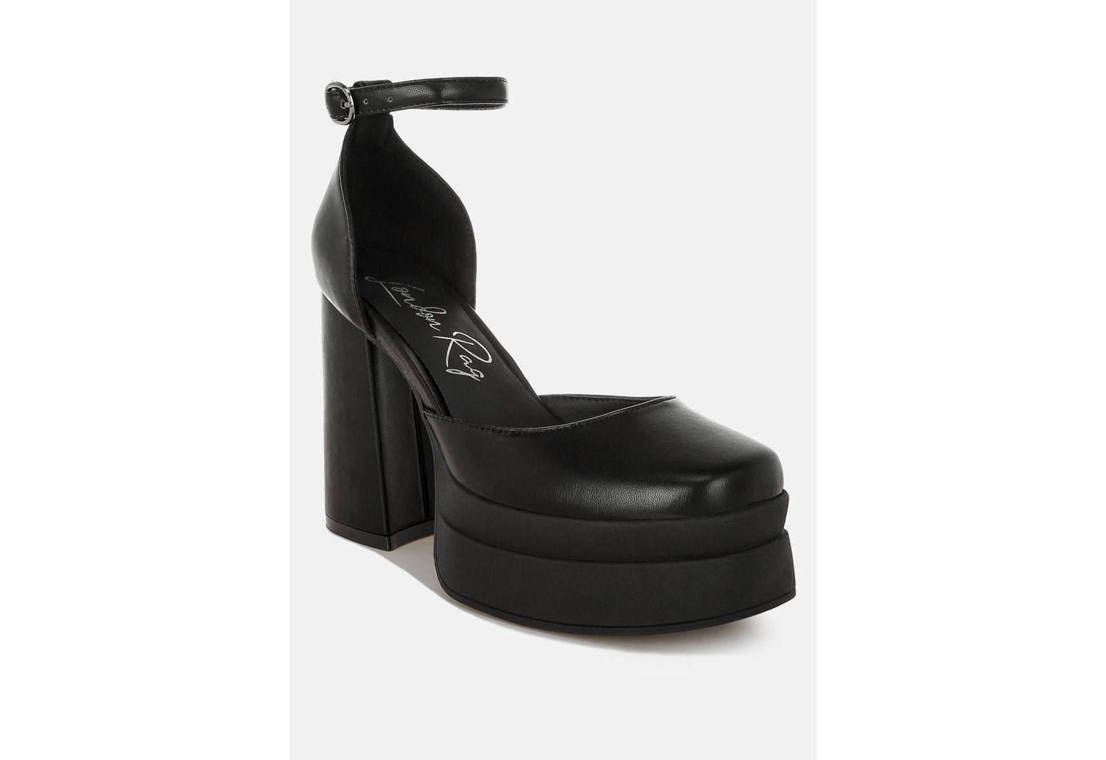 Босоножки London Rag Women's Araminta Chunky Square Toe Buckled Heels