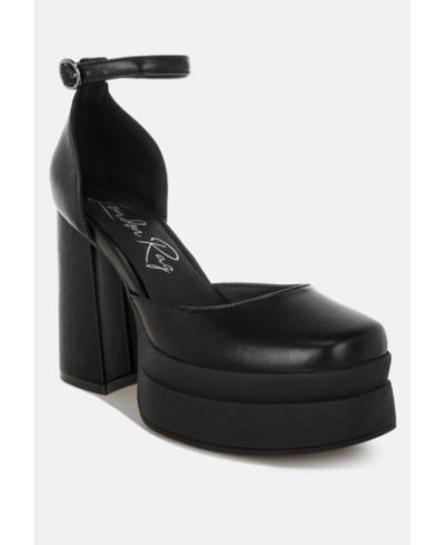 Босоножки London Rag Women's Araminta Chunky Square Toe Buckled Heels