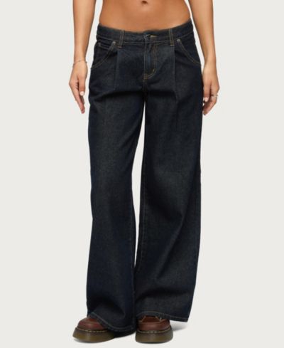 Женские широкие джинсы Edikted Women's Pleated Low Rise Wide Leg Jeans