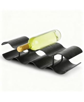 YIGII Countertop Wine shelf Wooden Storage Wavy Organizer Kitchen Cabinet Pantry Bar