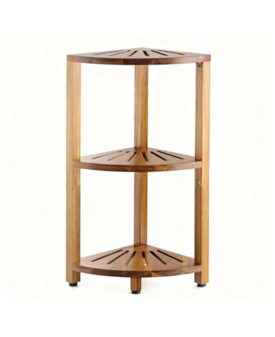 YIGII  3-Tier Wood Corner Shelf Waterproof Bathroom Organizer Space-Saving Storage Stand