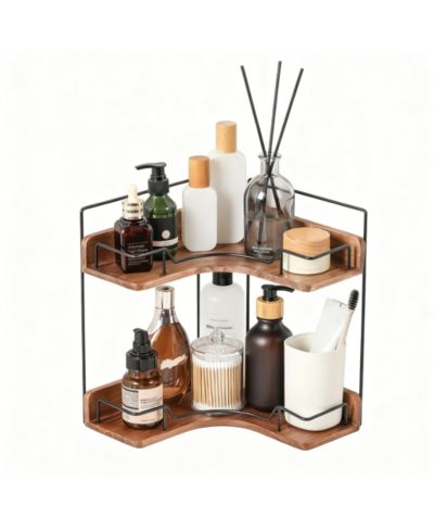 Полка YIGII 2-Tier Wooden Corner Shelf для ванной и макияжа