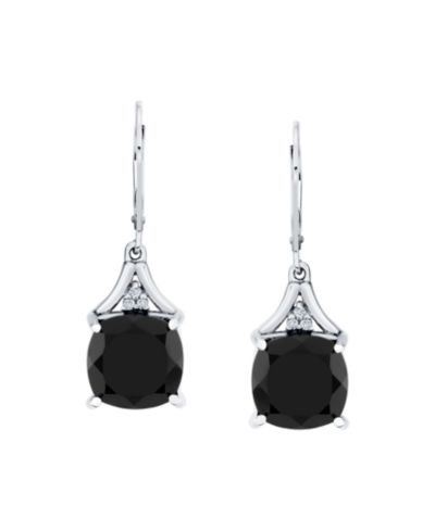 Серьги с подвесками из стерлингового серебра с ониксом (8 ct. t.w.) и бриллиантами