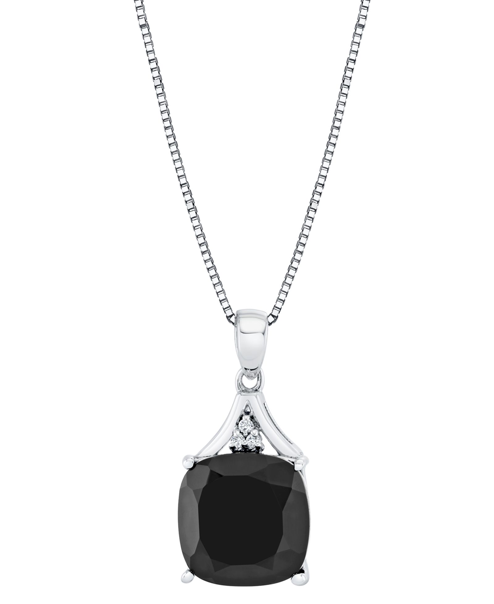 Macy's Onyx (6-1/6 ct. t.w.) и Diamond Accent подвеска-кулон из стерлингового серебра