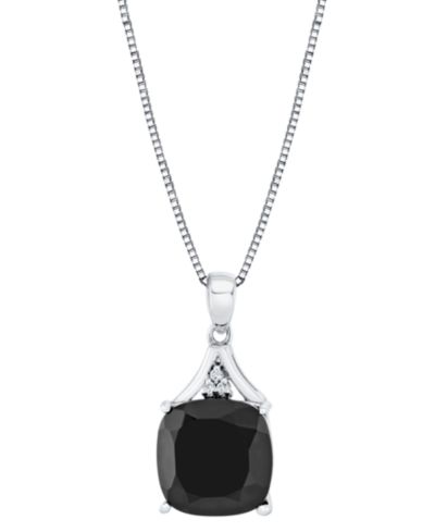Macy's Onyx (6-1/6 ct. t.w.) и Diamond Accent подвеска-кулон из стерлингового серебра