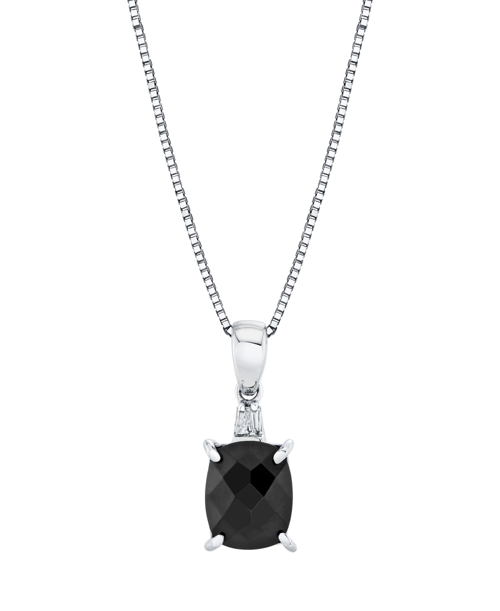 Подвеска Macy's Onyx (2-5/8 ct. t.w.) и Diamond Accent Cushion из стерлингового серебра