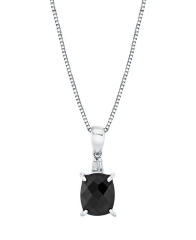 Подвеска Macy's Onyx (2-5/8 ct. t.w.) и Diamond Accent Cushion из стерлингового серебра