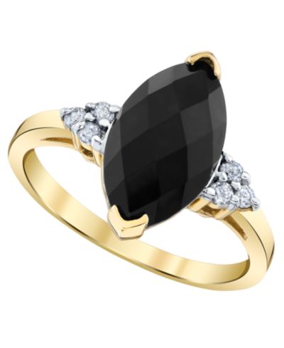 Кольцо с Onyx (3-1/2 ct. t.w.) и Diamond (1/8 ct. t.w.) в 14k Yellow Gold