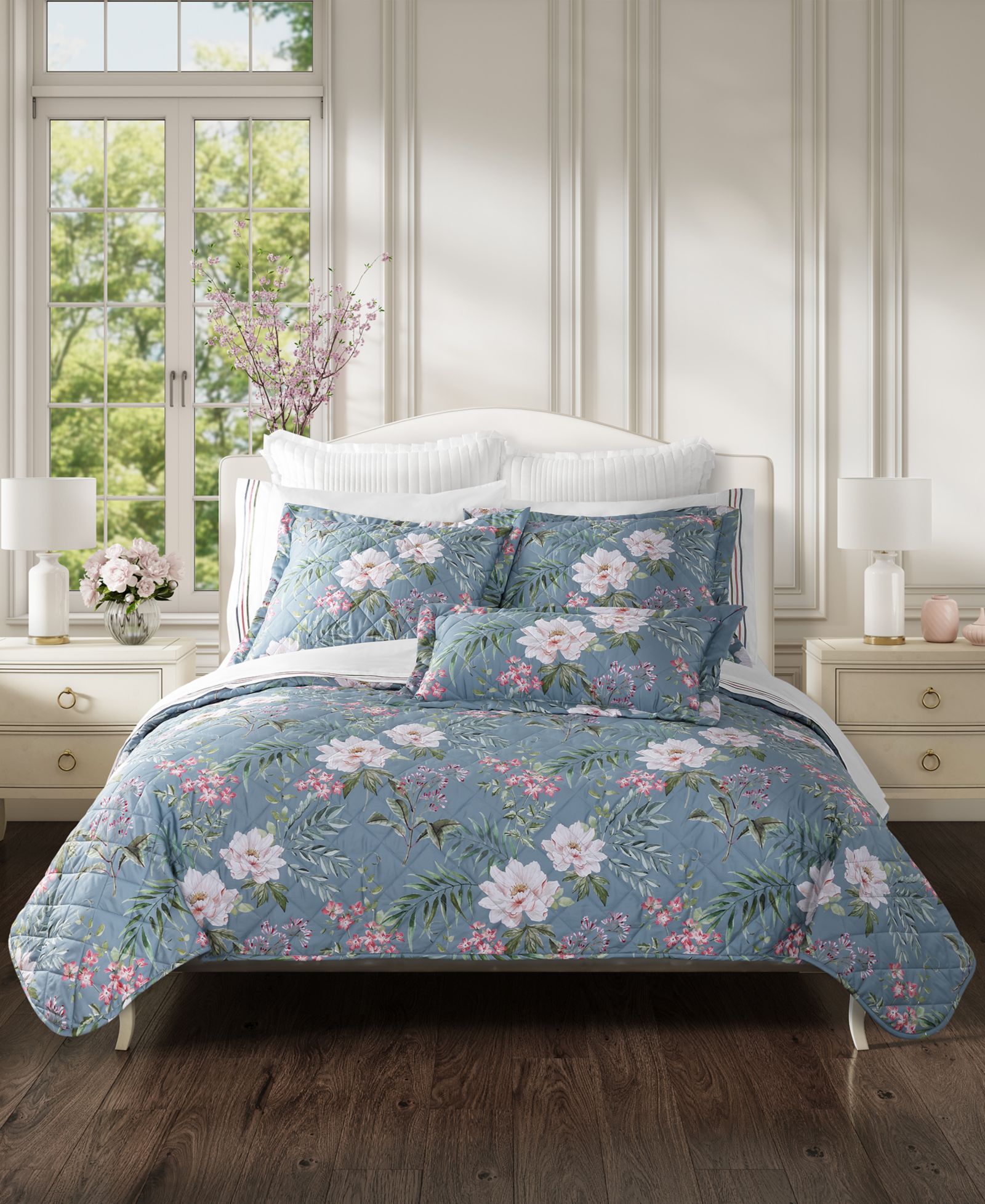 J. Queen Cottage Savannah Floral Quilt Set, набор из 3 предметов, Full/Queen
