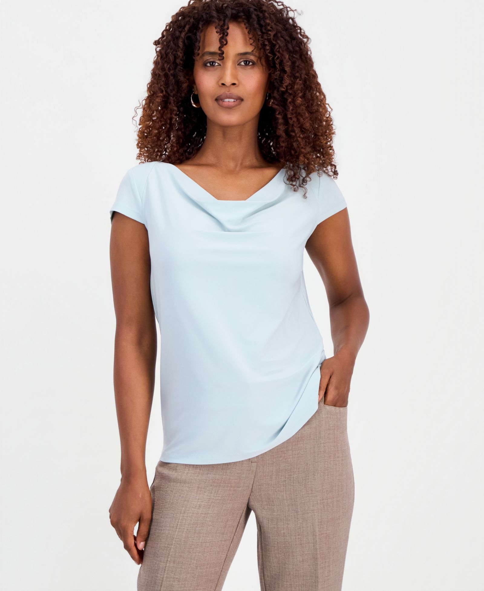 Топ Kasper Women's Cowlneck Cap-Sleeve