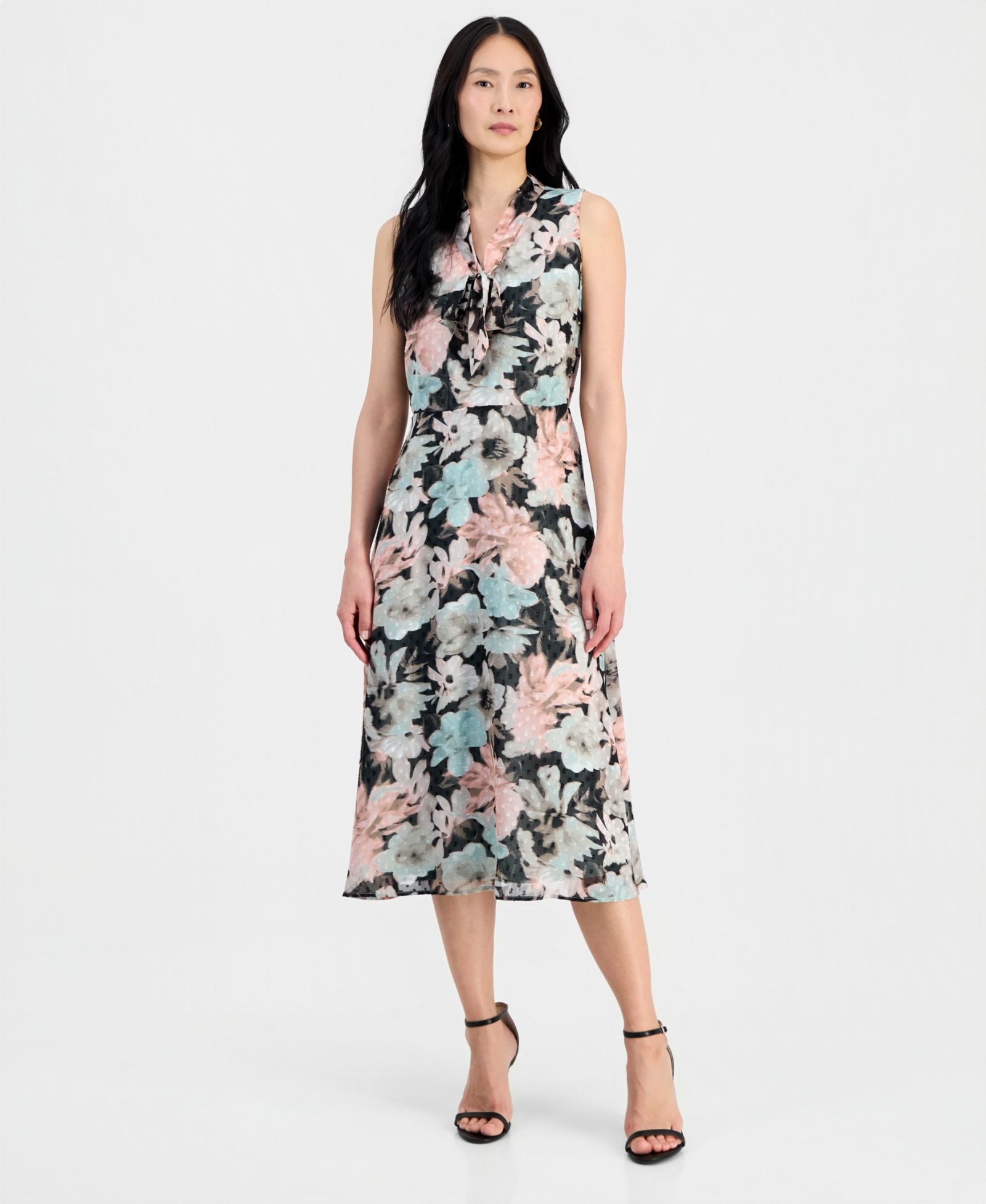 Kasper Women's Sleeveless Tie-Front A-Line Dress