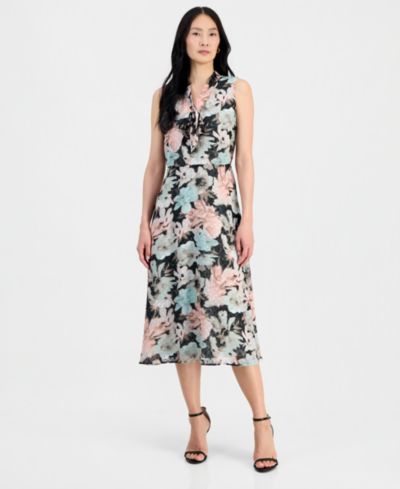 Kasper Women's Sleeveless Tie-Front A-Line Dress
