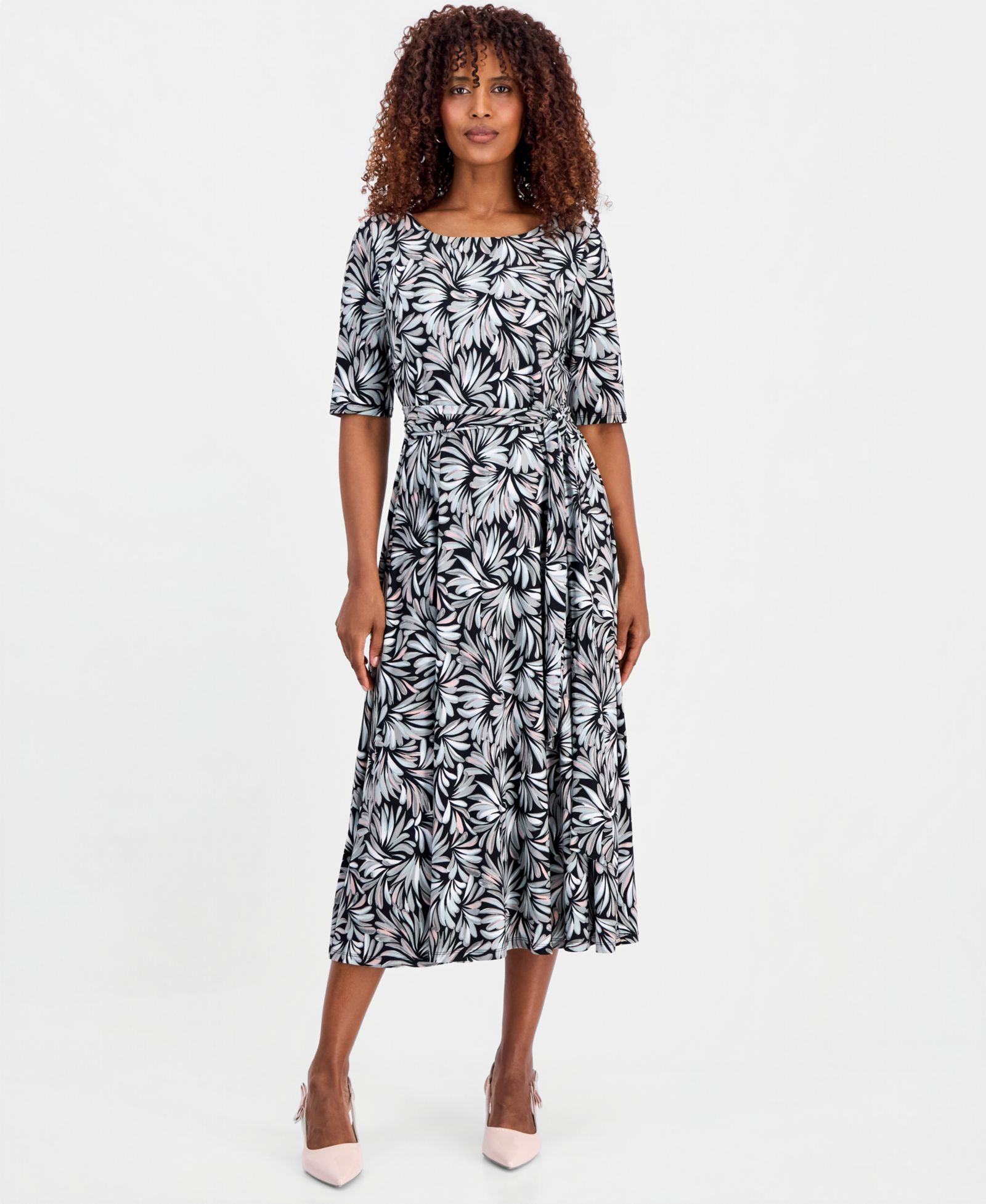 Женское платье Kasper с принтом и рукавом 3/4 силуэта Fit & Flare