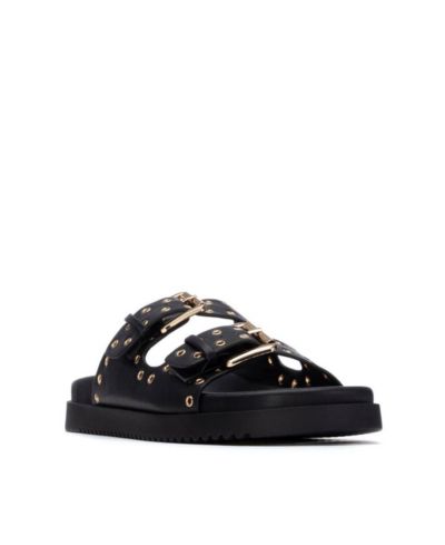 XTI Women's Eyelets Double Strap Buckle Sandals