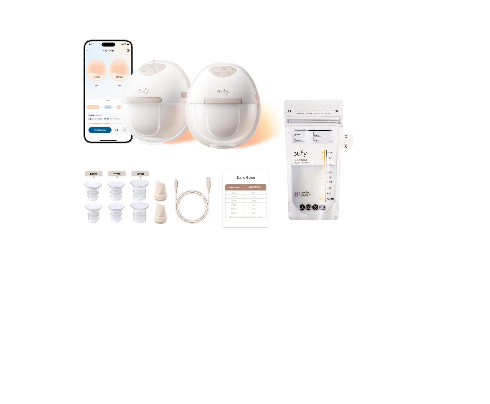 Портативный молокоотсос eufy Security E20 с мешком для хранения молока (120 Pieces)