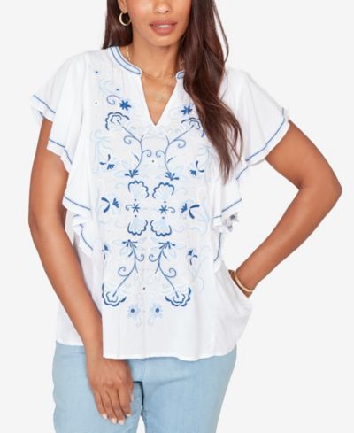 Детская футболка Ruby Rd. Petite Feather-light Embroidered Flutter-Sleeve