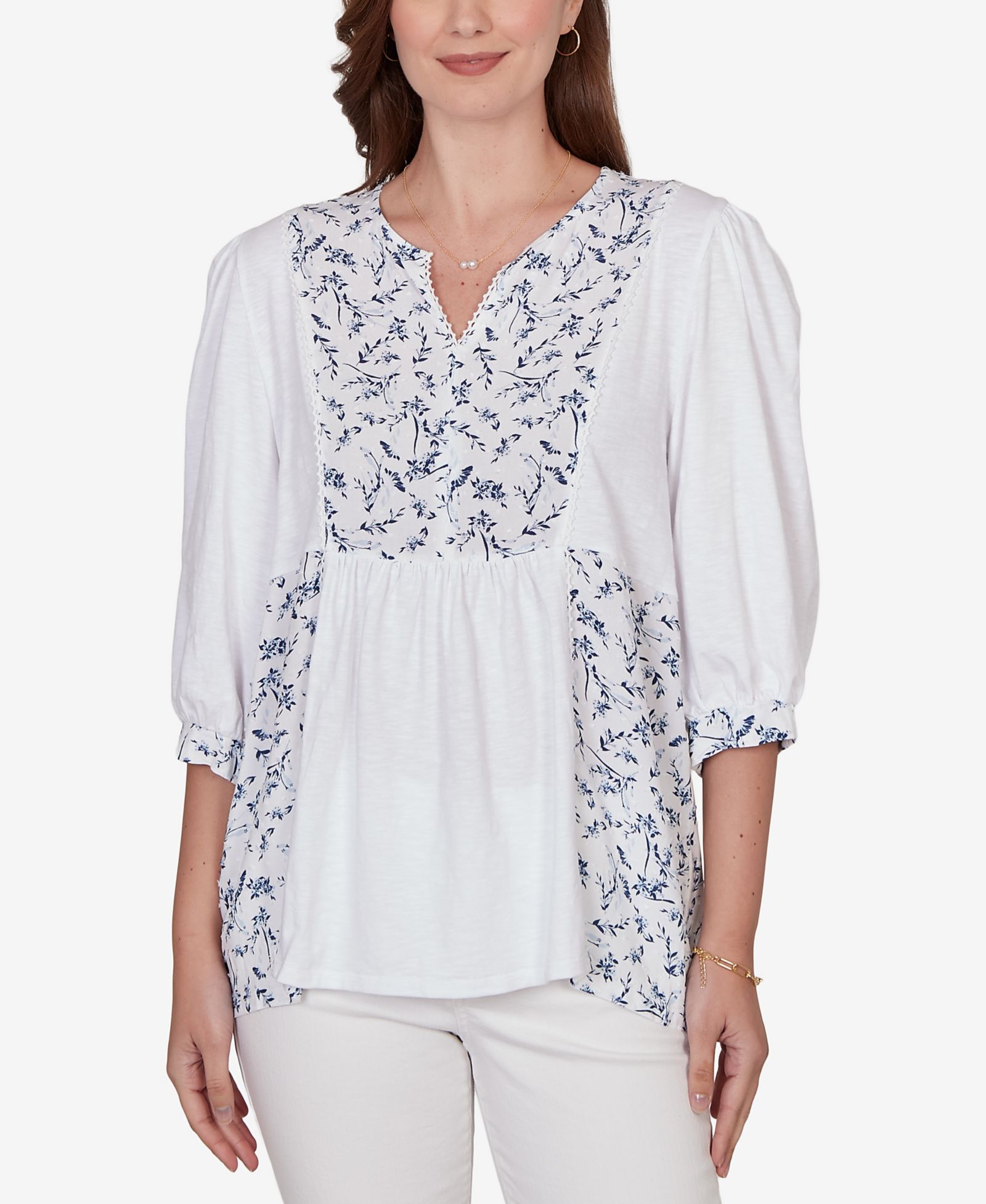 Трикотажный топ Ruby Rd. Petite Mixed Fabric Sharkbite