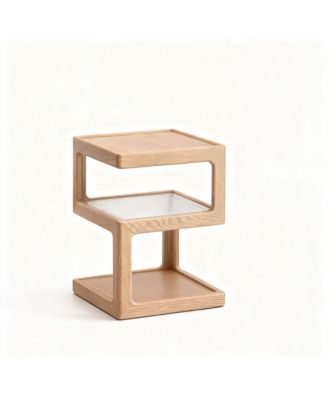 YIGII Solid Wood Side Table Nightstand Open Shelf End Table