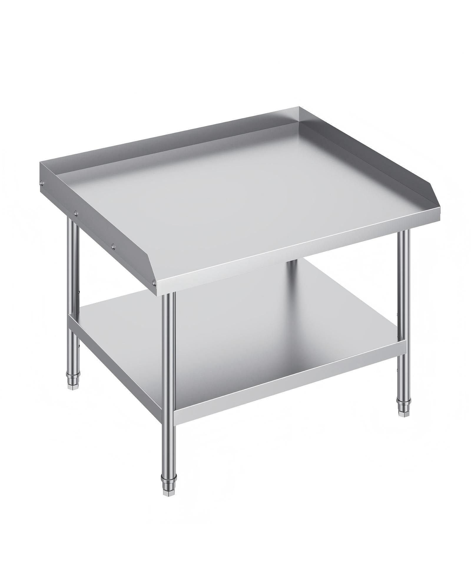 GOUUN Stainless Steel Work Table 30 x 36 x 26 in with 2 in Backsplash, Adjustable Height