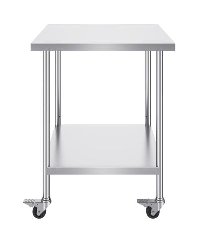 GOUUN Stainless Steel Rolling Work Table 30 x 36 x 38 in with 4 Casters