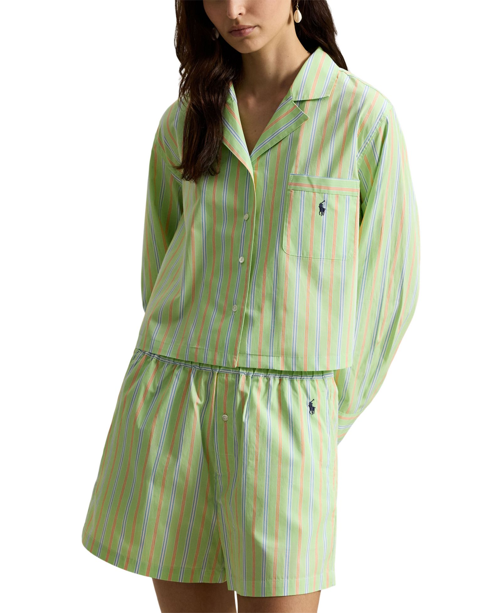 Пижамный комплект Polo Ralph Lauren для женщин, укороченная рубашка и шорты