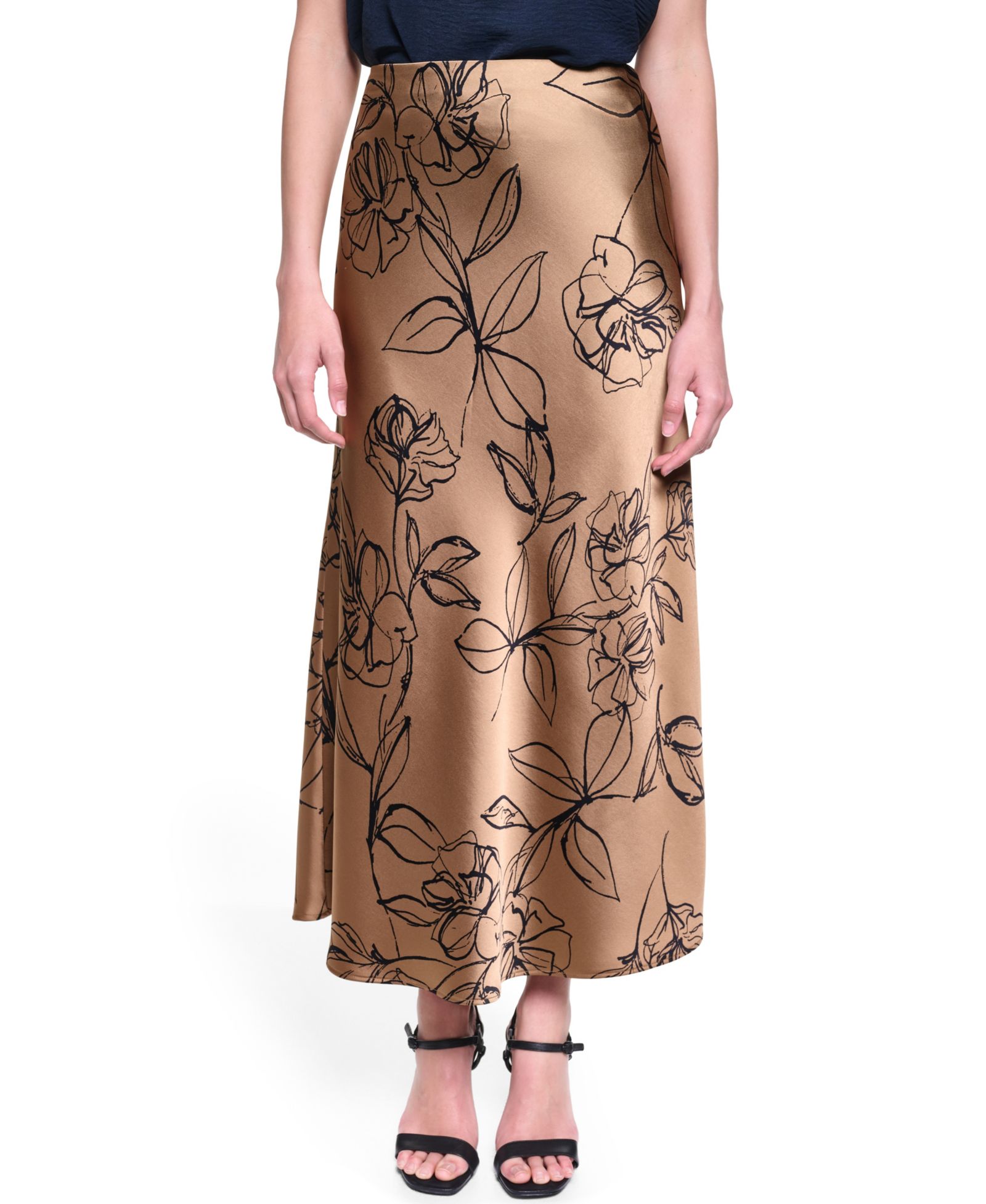 KARL LAGERFELD PARIS Women's Floral Satin Maxi Skirt