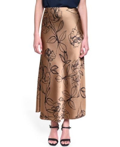 KARL LAGERFELD PARIS Women's Floral Satin Maxi Skirt