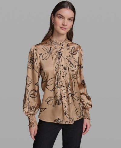 Женская блузка KARL LAGERFELD PARIS Floral Long-Sleeve Mock Neck