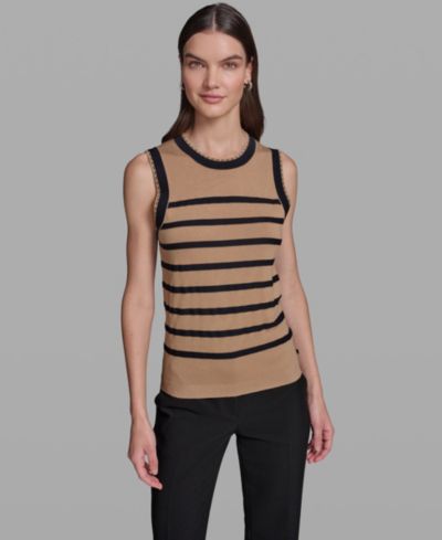 Женский трикотажный свитер без рукавов KARL LAGERFELD PARIS Stripe