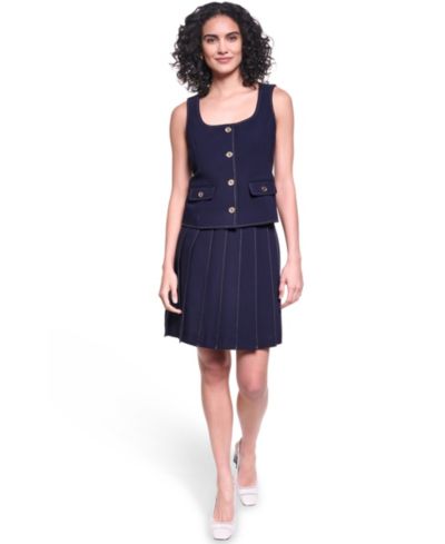 Женский укороченный жилет KARL LAGERFELD PARIS Contrast Stitch Round Neck