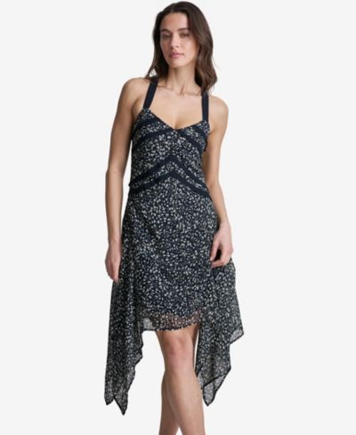 BCBG Women's Handkerchief Hem Fit & Flare V-Neck Dress