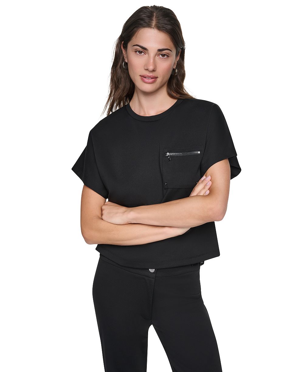 Женская рубашка DKNY с рукавами дольман и карманом на молнии