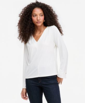 I.N.C. International Concepts Women's V-Neck Long-Sleeve Blouse, Macy's Exclusive