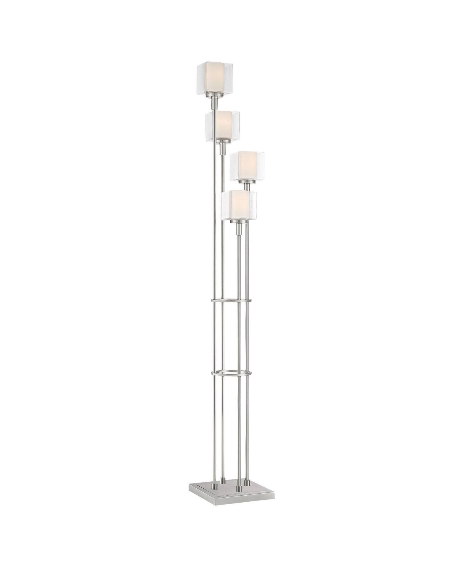 Современный напольный торшер Possini Euro Design с USB-портом, 4 лампы, 72" в цвете Brushed Nickel