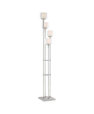 Современный напольный торшер Possini Euro Design с USB-портом, 4 лампы, 72" в цвете Brushed Nickel