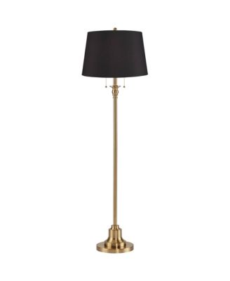 360 Lighting Dyna Traditional Tall Standing Floor Lamp Skinny Pole Pull Chain Antique Brass Finish