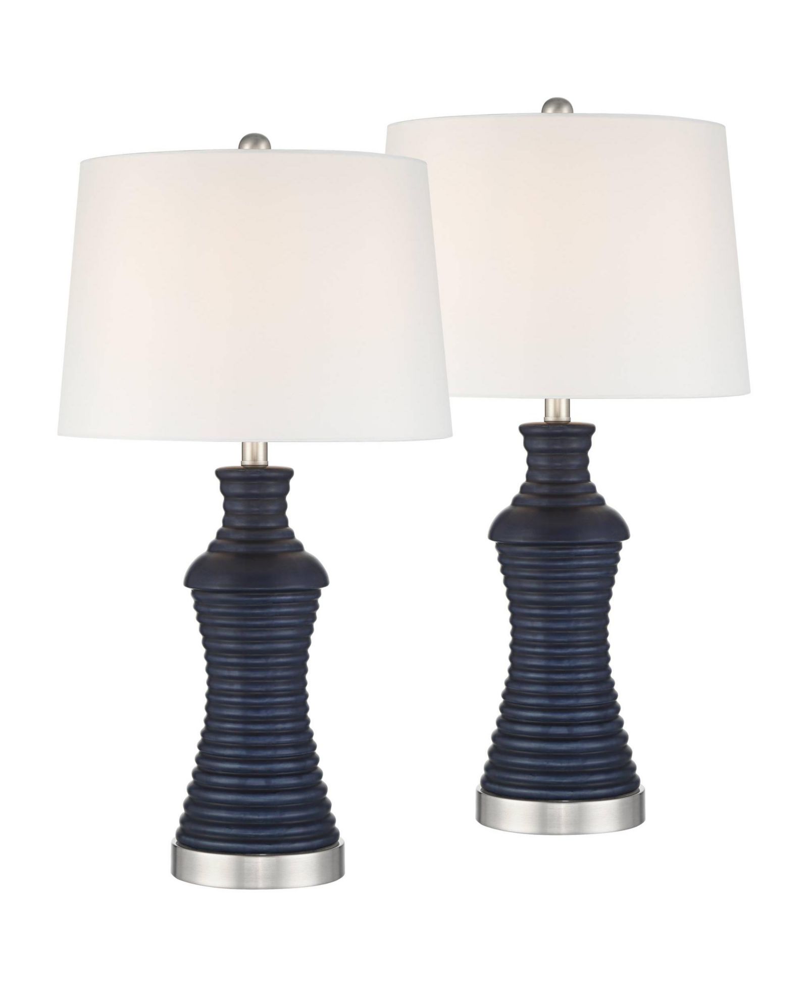 360 Lighting Maxwell 27 1/5" High Rippled Ceramic USB Table Lamp Set of 2