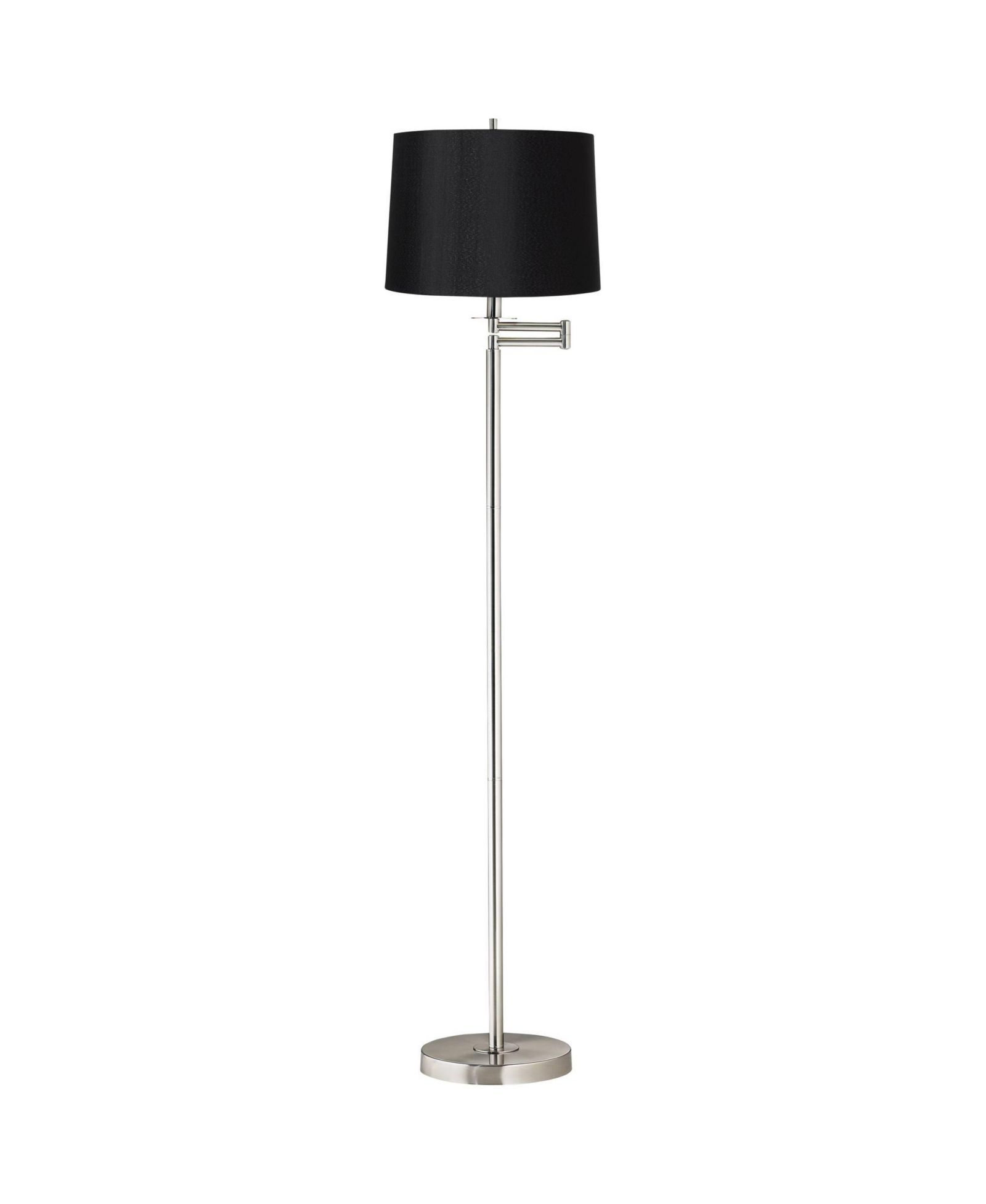 360 Lighting Modern Swing Arm Floor Lamp 60.5" Tall Brushed Nickel Hardback Drum Shade for Living Room Reading Bedroom Office